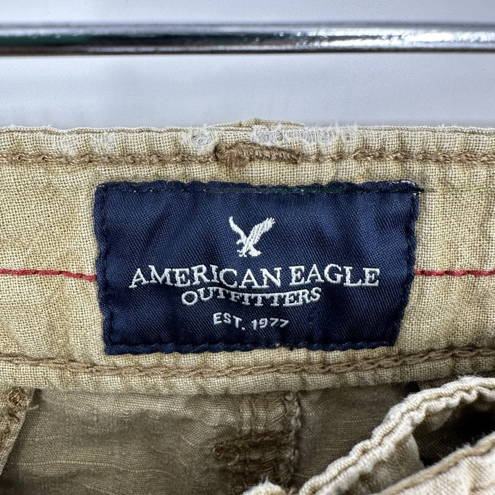 American Eagle Outfitters cotton cargo shorts multi pocket utility baggy Y2K 34